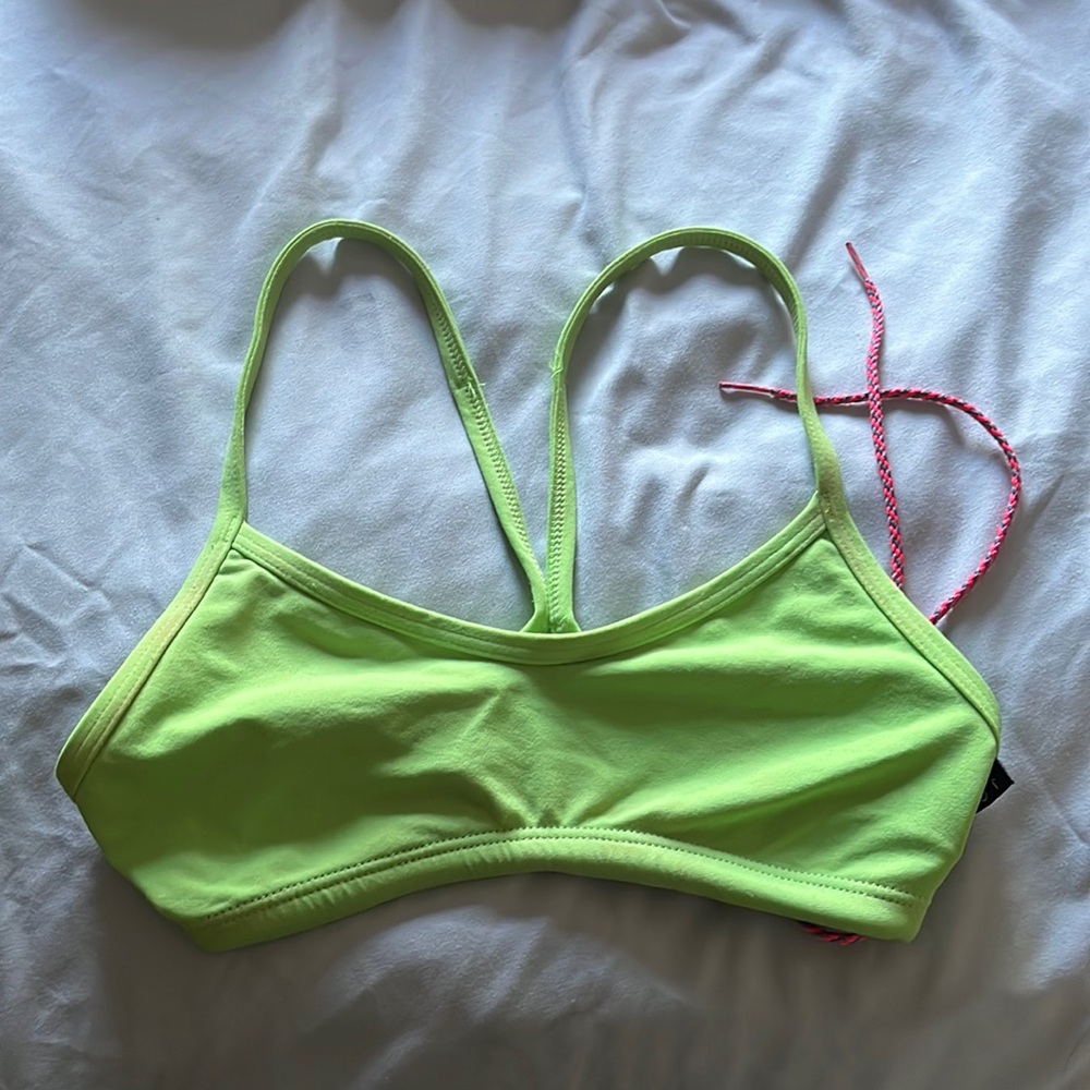Bright green bikini top
